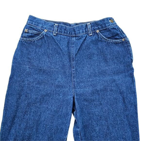 VTG SIDE Zip Jeans Chic Size 16 Dark Stone Wash Denim Vintage 90s High Rise - Picture 3 of 11